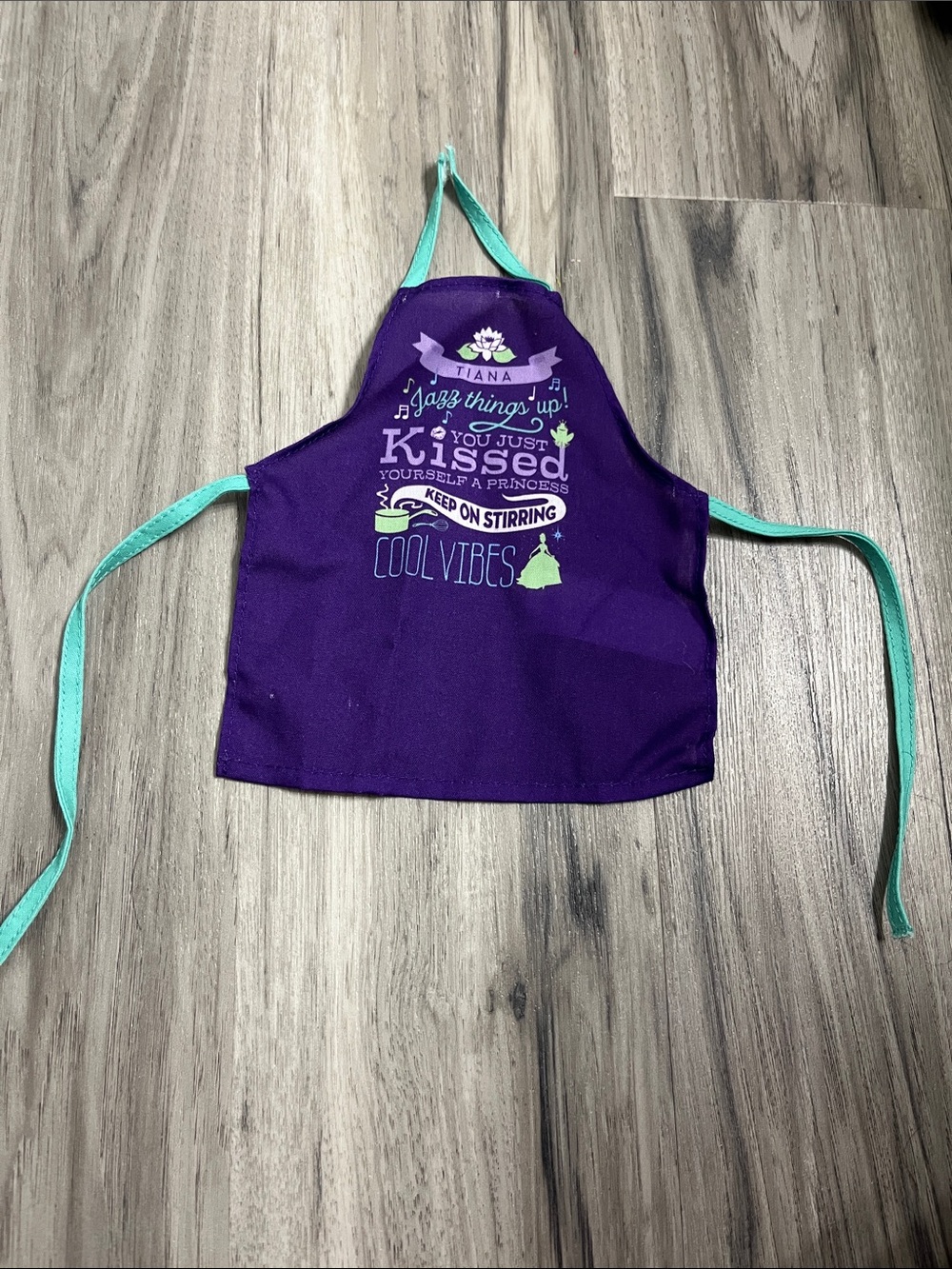 Disney Purple & Teal Tiana Dolls Apron with Princess Graphics